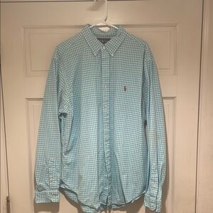 Ralph Lauren Blue and White Casual Button Down Shirt